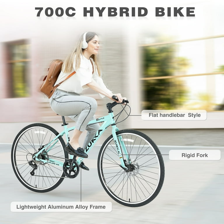 700C Road Bike, Shimano 7 Speed Hybrid Bike with Aluminum