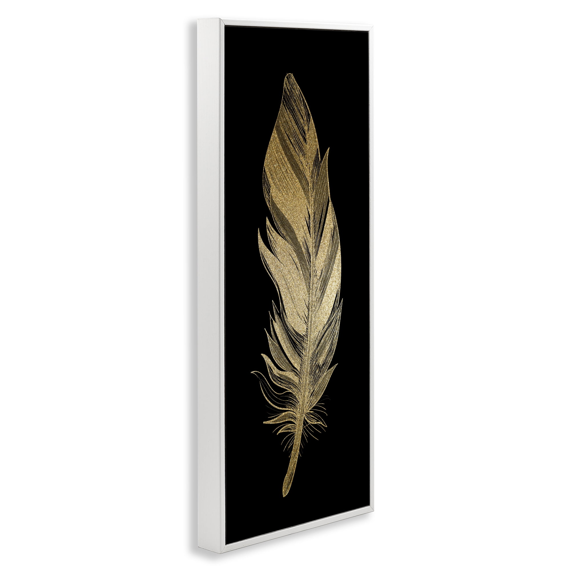 Glam Lined Feather White Framed Giclee Art, design by Kim Allen