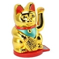 thumbnail image 3 of Waving Arm Lucky Cat Solar Powered Light Sensing Rotatable Base Bring Wealth Good Luck 5 Inch Fortune Cat Decoration Gold, 3 of 5