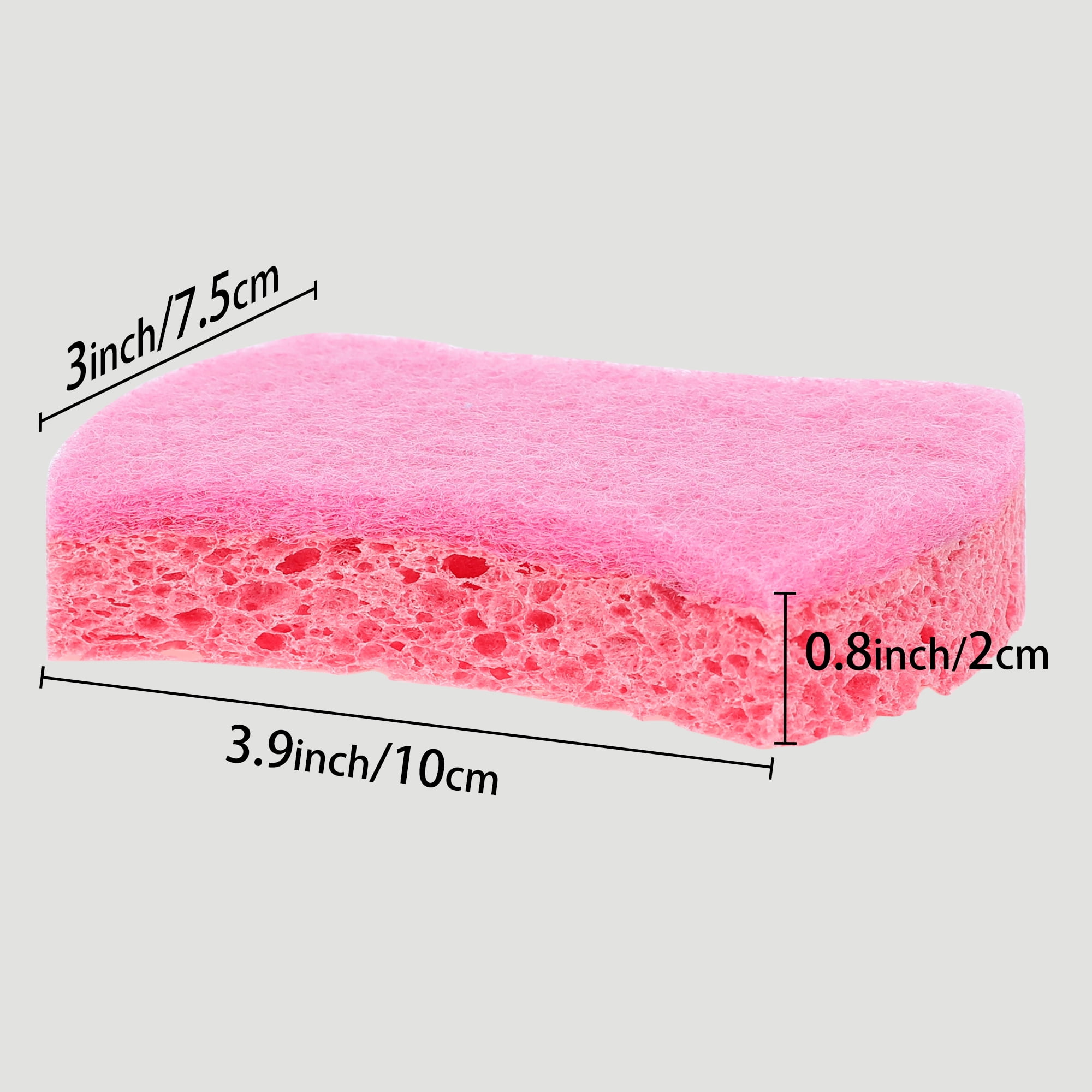 Unique Bargains Kitchen Non-Scratch Sponges Dual Side Sponges Pink 6 Pcs
