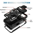 thumbnail image 6 of Design for iPhone 16E Heavy Duty Phone Case with Camera Lens Sliding Cover Ring Holder Kickstand - Shockproof Armor Military Grade Bumper Protective Case for Women Men, Black, 6 of 9