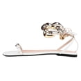 thumbnail image 2 of FSJ Women Graceful Flat Sandals Open Toe Thin Strap Gold Chain Ankle Strap Sandals Casual Summer Comfort Daily Work Party Shoes Size 12 White, 2 of 4