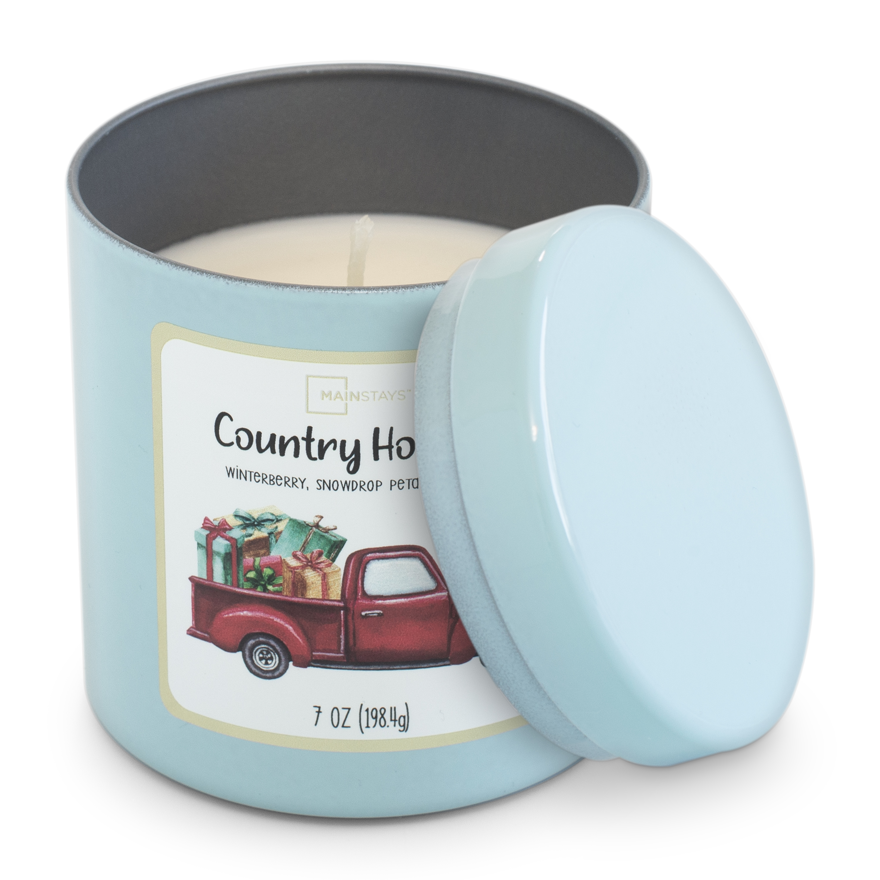 Mainstays Country Holiday Scented Single Wick Tin Candle, 7 oz