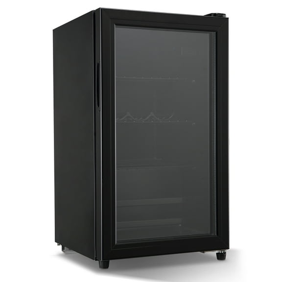 Prilinex Mini Fridge 120 Can Beverage Refrigerator Cooler, 3.2 Cu.ft Drink Fridge for Soda Wine Beer,LED Light Adjustable Temperature Control for Home Office and Bar, Black