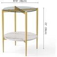 thumbnail image 2 of Rectangle Coffee Table Mid-Century Modern Design L W x H for Living Room - Structure Amber Glass Top and Walnut MDF Shelf Sleek Conical Metal Legs with Gold Finish, 2 of 8