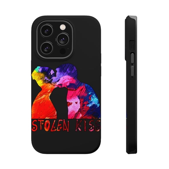 DistinctInk Tough Case for Apple iPhone 15 PRO (6.1" Screen), Compatible with MagSafe Charging - Stolen Kisses Are Always Sweetest
