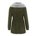 thumbnail image 3 of Women Solid Color Coat Button Down Overcoat Fluffy Jacket Windproof Outer Coat Long Sleeve Cardigan Warm Winter Overcoat, 3 of 6