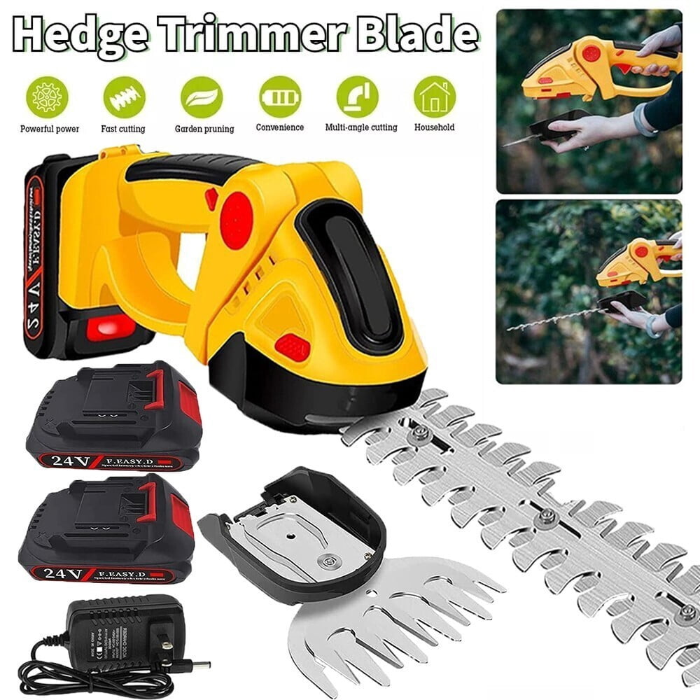 Cordless Hedge Trimmer, 3 in 1 Handheld Electric Grass Trimmer ,  Hedge Shear with 2.0Ah Lithium-Ion Battery for Garden and Lawn Maintenance