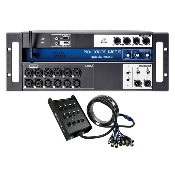 Soundcraft Ui16 Digital Mixer w/Wifi App Control Recording Ui 16 Snake Cable