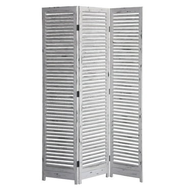 Distressed White Wood Finish 3 Panel Room Divider Screen