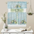 thumbnail image 5 of 3 Piece Kitchen Curtains Tiers and Valances Set, Flower Leaves Spring Watercolor Floral Vintage Botanical Short Rod Pocket Window Curtain for Bedroom, Bathroom, 5 of 5