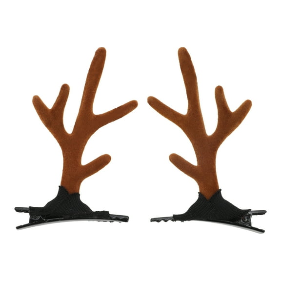 Unique Bargains 1 Pair Christmas Hair Clips Antlers Hairdo Clip for Christmas 2.95"x1.77" Brown
