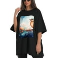 thumbnail image 4 of Plus Size Shirt for Women Oversized Black Tops for Women Short Sleeves Shirt for Women Watercolor Red-Browed Bird 4 T Shirt Crewneck Shirt for Women M, 4 of 5