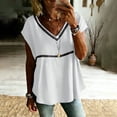 thumbnail image 2 of Ymauqau Women's Tunic Tops Short Sleeve V Neck Hollow out Patchwork Pleated Babydoll T-Shirts Casual Loose Tee Blouses, 2 of 6