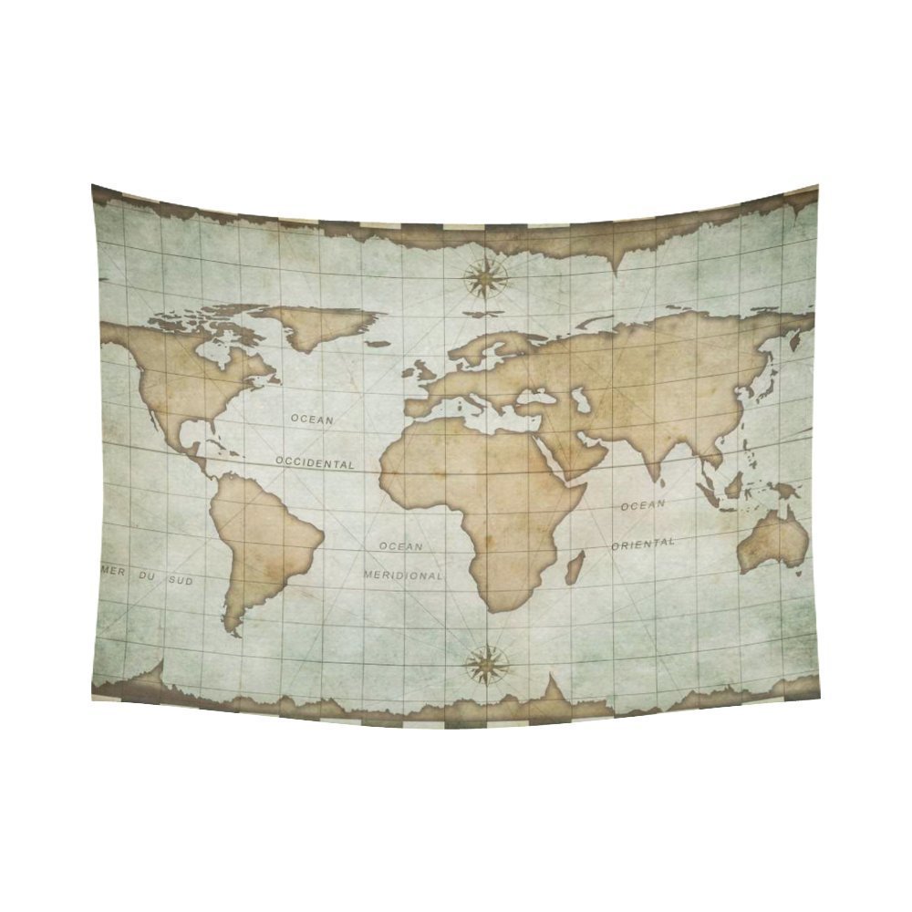 GCKG Nautical Sail Old World Map Tapestry Wall Hanging Vintage Wall