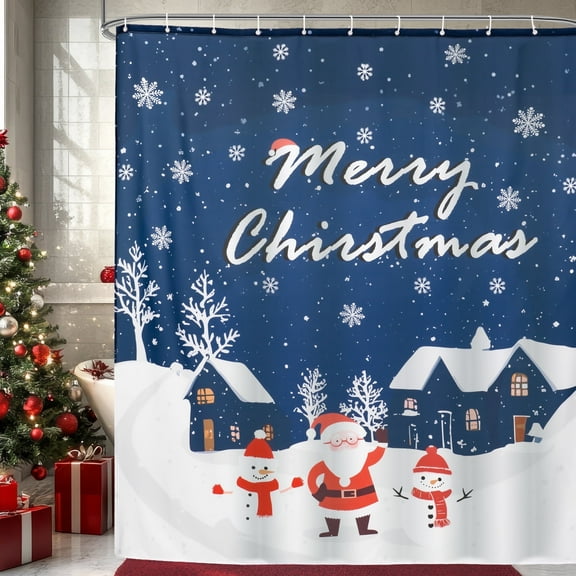 Inosoo Christmas Fabric Shower Curtain, 72"x 72", Santa Clau Shower Curtains, Washable