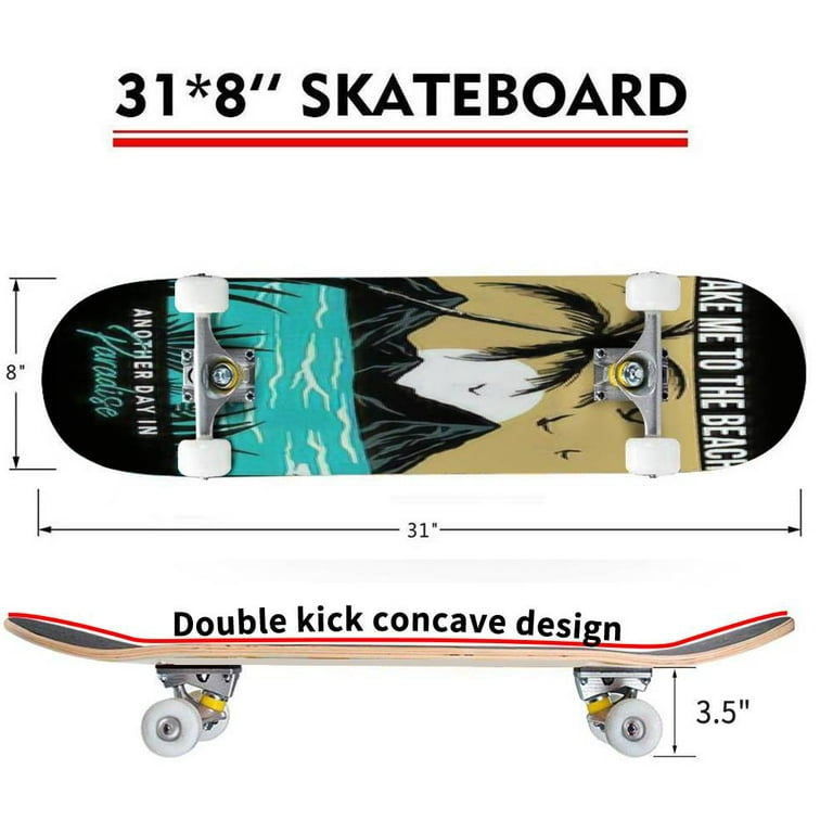 Take me to the beach text with palm trees and waves vector Outdoor Longboards 31"x8" Pro Complete Skate Board Cruiser - Walmart.com