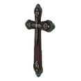 thumbnail image 5 of Rustic Western Cowboy Diamond Teardrop Crystals Tooled Leather Wall Cross Plaque, 5 of 10