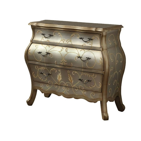 Drawer Bombay Chest - Acme Furniture Vanas Bombay Silver Chest with Three Drawers