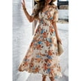 thumbnail image 2 of YNIQUE Women's Casual Dress Deep V-Neck Short Sleeve Chiffon Elegant Long Dresses, 2 of 7