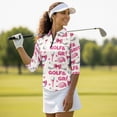 thumbnail image 4 of Uorisanigo Cute Golf Womens 3/4 Sleeve Golf Shirts Size XL Breathable Athletic Polo Workout Tops Fashionable Zipper Neck Relaxed Tennis Tops Relaxed Casual Outing Wear for Women, 4 of 7