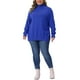 thumbnail image 2 of Suéteres de talla grande para mujer Agnes Orinda, cuello de tortuga, de manga larga, con abertura lateral, casual, suelto, pulóver de punto, 1X, azul, 2 of 6