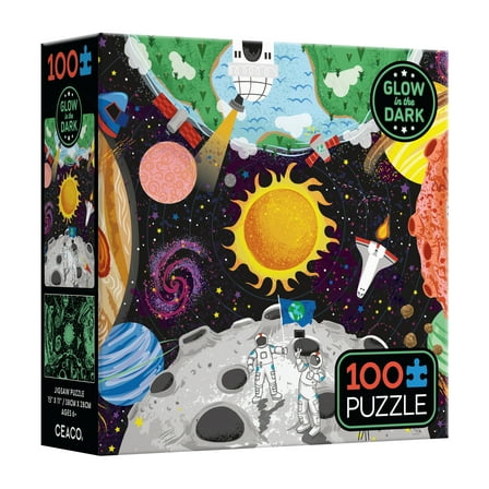 Ceaco Kids Deluxe 100 Piece Outer Space Adventure Glow (Arrolynn Weiderhold) Interlocking Jigsaw Puzzle