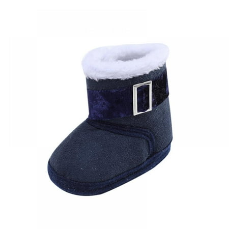 

Xmarks Newborn Baby Warm Winter Snow Boots Toddler Soft Sole Anti-Slip Infant Prewalker Unisex Nursling Crib Shoes Dark Blue 0-18 Months