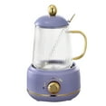 thumbnail image 1 of Hervidor eléctrico portátil, taza para estofado, 450 ml, taza de salud, mini hervidor de cocción lenta, tetera de flores para oficina, caldera de té dividida, enchufe AU 220 V, violeta, 450 ml, 1 of 10
