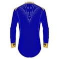 thumbnail image 4 of YONGHS Men's Long Sleeve Shiny Rhinestones Romper Shirt Ballroom Modern Latin Dance Bodysuit Leotard Blue XL, 4 of 7
