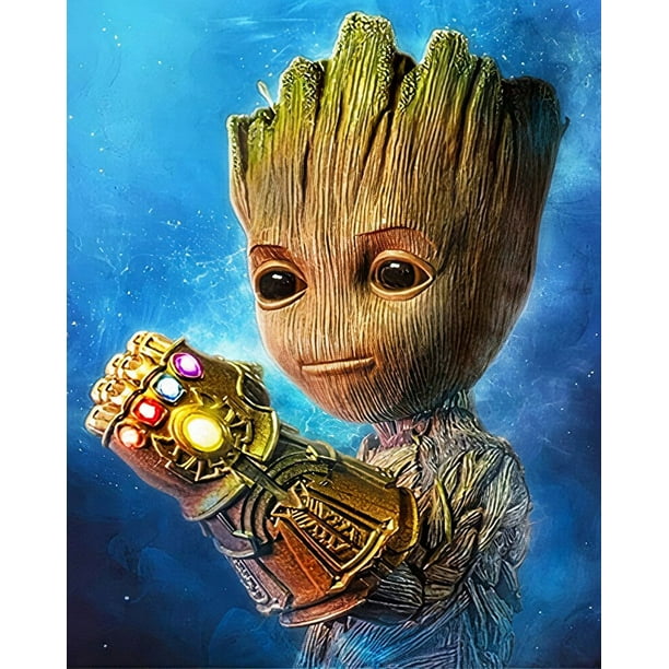 Disney Marvel Baby Groot diy diamond painting full drill diamond embroidery mosaic diamond stitch rhinestone kits home decorround 45x60cm Gao Jinjia LED