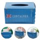 thumbnail image 2 of Caja de pañuelos creativa con contenedor de envío, caja de pañuelos de metal azul con bombeo, caja de almacenamiento para manualidades, decoración de escritorio para el hogar, 2 of 6