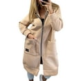 thumbnail image 3 of Fashion Sweatshirts Comfortable Full Zip Up Hoodie Womens Long Fleece Sweatshirt with Pockets Khaki L, 3 of 7
