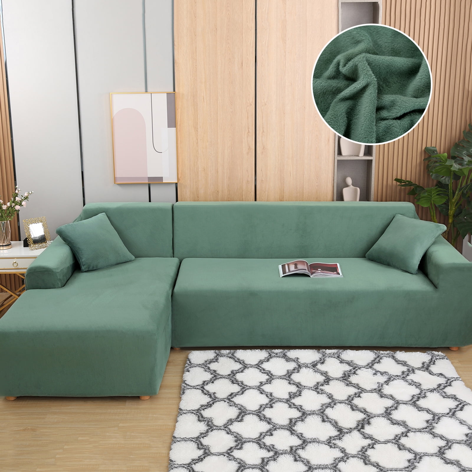 SHANNA Sectional Sofa Slipcovers Thick Velvet L Shape Couch Covers