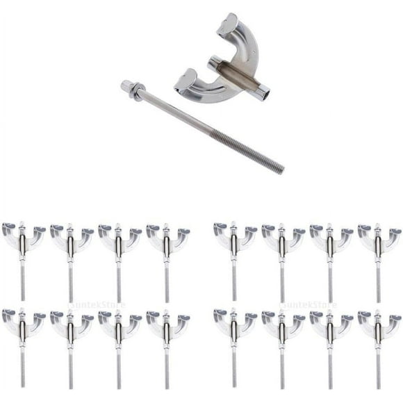 LoveinDIY 16x Durable Bass Drum Claws Hook W/Tension Rods Mount Replacement Chrome