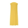 thumbnail image 5 of Plus Size Women Dress Clearance , Women's Solid Sleeveless Round Neck Cotton And Linen Pocket Wrap Maxi Dress(Yellow,L), 5 of 6