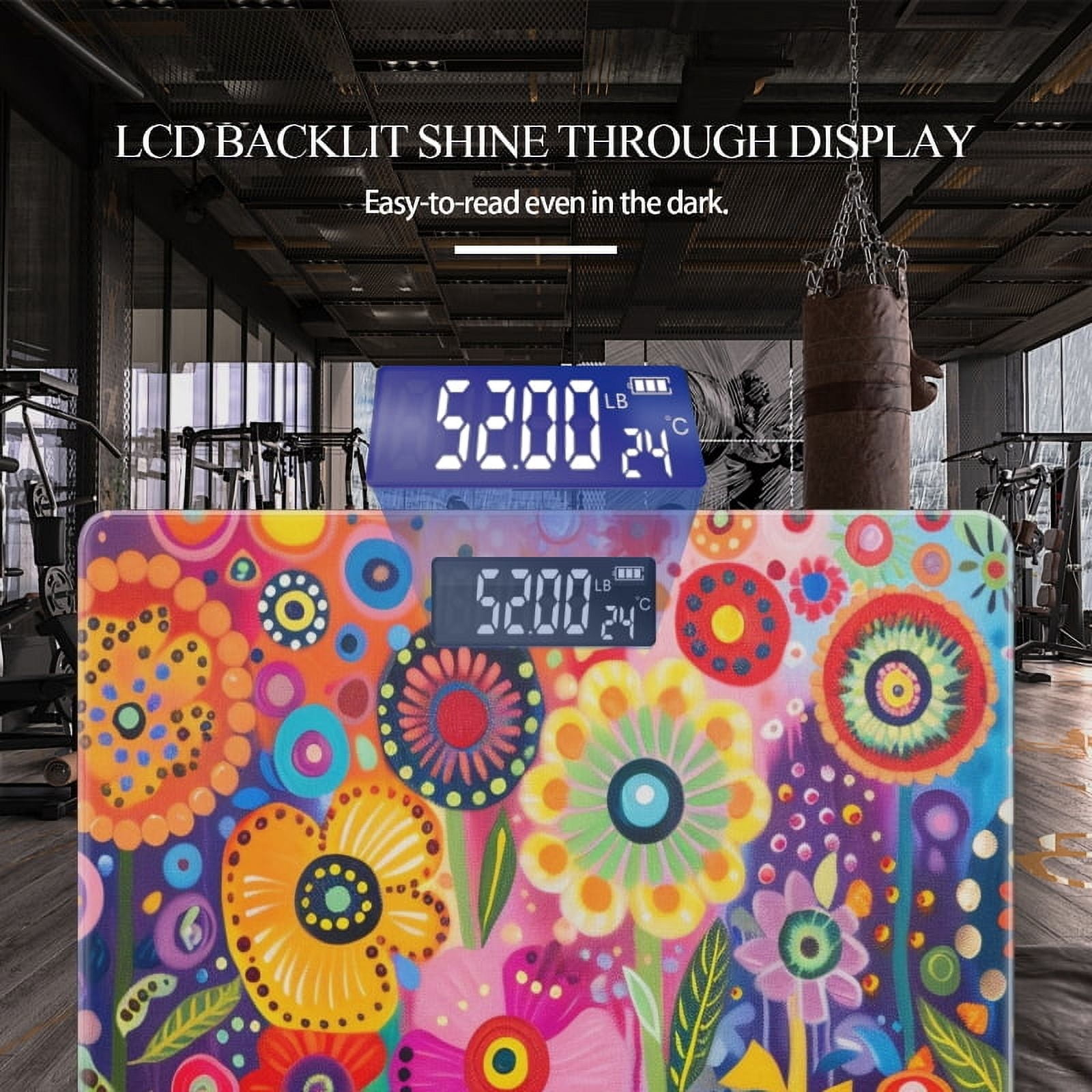 High Precision Body Weight Scale Smart Bathroom Scales with Large LCD Display(400lbs),Decorative for Bedroom-Vibrant And Colorful Garden Filled With Blooming Flowers