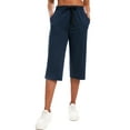 thumbnail image 5 of Cadmus Women's 15'' Long Bermuda Shorts Below The Knee Capri Sweatpants Loose Comfy Athletic Shorts with Pockets,Navy,XX-Large, 5 of 6