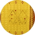 thumbnail image 1 of Ahgly Company Machine Washable Indoor Round Solid Yellow Modern Area Rugs, 8' Round, 1 of 4