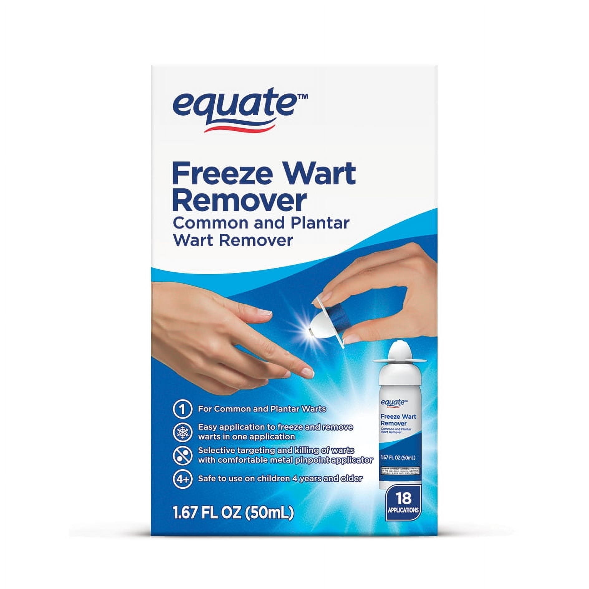 Equate Freeze Wart Remover, 1.6 fl oz w/ Precision Metal Tip Applicator, Use on Common & Plantar Warts