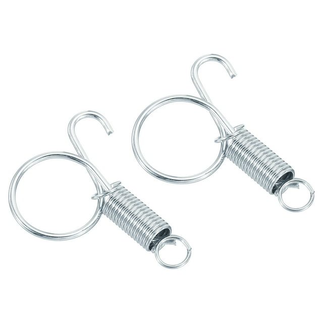 Unique Bargains 2.4' Cage Door Hook, 2Pcs Stainless Steel Finger Ring Elastic Spring Wire Latch Hook, Silver