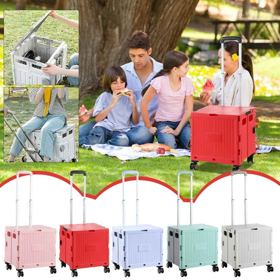 Portable Foldable Grocery Cart,360 Degree Wheels,Lightweight Plastic Frame,Compact Design for Home/office Use,Easy Maneuverability,Universal Trolley,Shopping Trolley,Heavy-Duty,NCHKUN