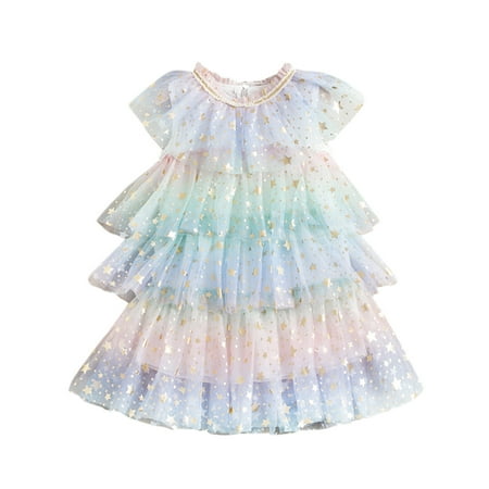 

MPWEGNP Layered Kids Girls Clothes Baby Dress Princess Toddler Star Dress Lace Party Girls Dress&Skirt Beautiful Dresses for Girls 11 Years And up for A Party Sequin Flower Girl Dress