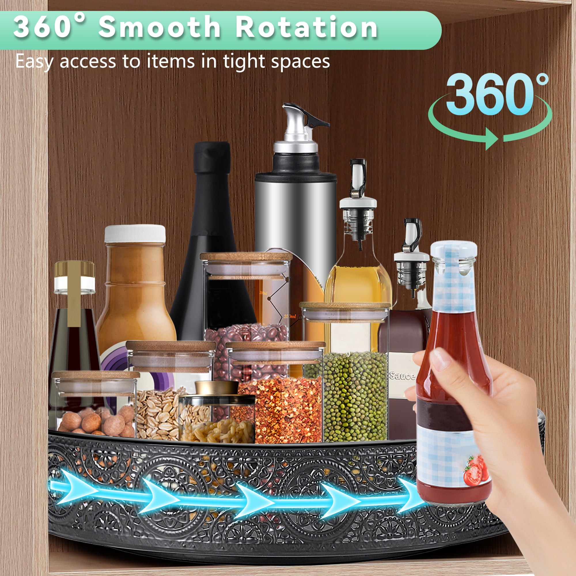 Simple Design 11.5 inch Heavy-Duty Lazy Susan - Multifunctional Kitchen & Bathroom Organizer 12 Pack