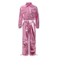 thumbnail image 5 of iiniim 2Pcs Girls Dance Outfits Jazz Hip Hop Dance Metallic Cropped Jacket Pants Set Modern Dancewear Pink 6, 5 of 7