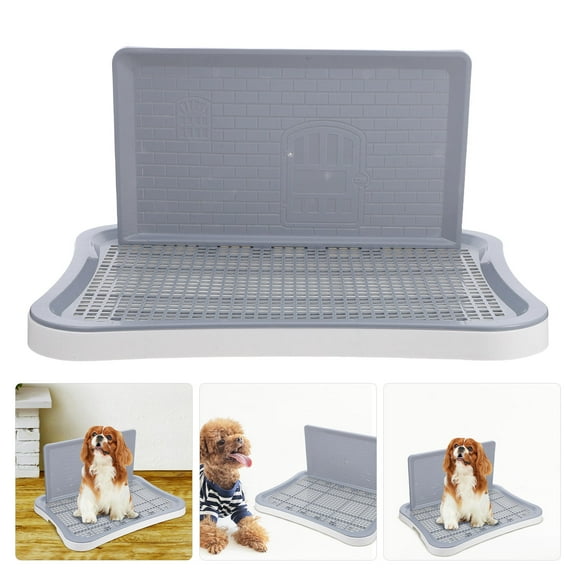 SOPOTUTU Dog Training Toilet with Grey Mesh Potty and Splash Wall for Small, Medium, and Large Dogs