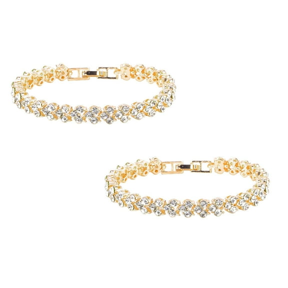 2PCS Gold Single-Row Rhinestone Bracelet - Diamond-Zircon Bracelet for Women & Girls, Sparkling Daily & Party Accessory, The Summer I Turned Pretty
