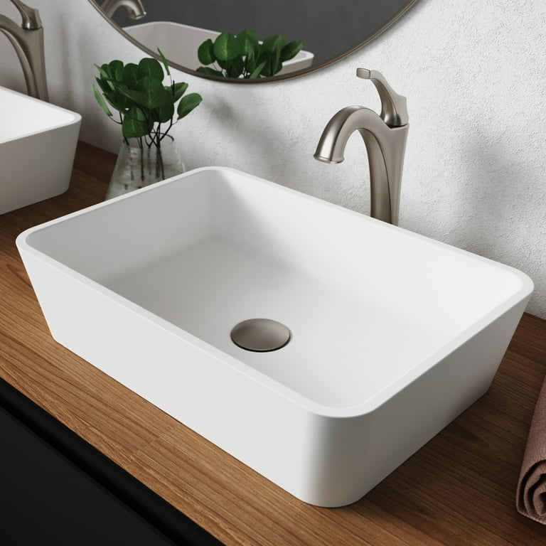 KRAUS Natura Rectangle Solid Surface Vessel Sink in White KRAUS Natura Rectangle Solid Surface Vessel Sink in White