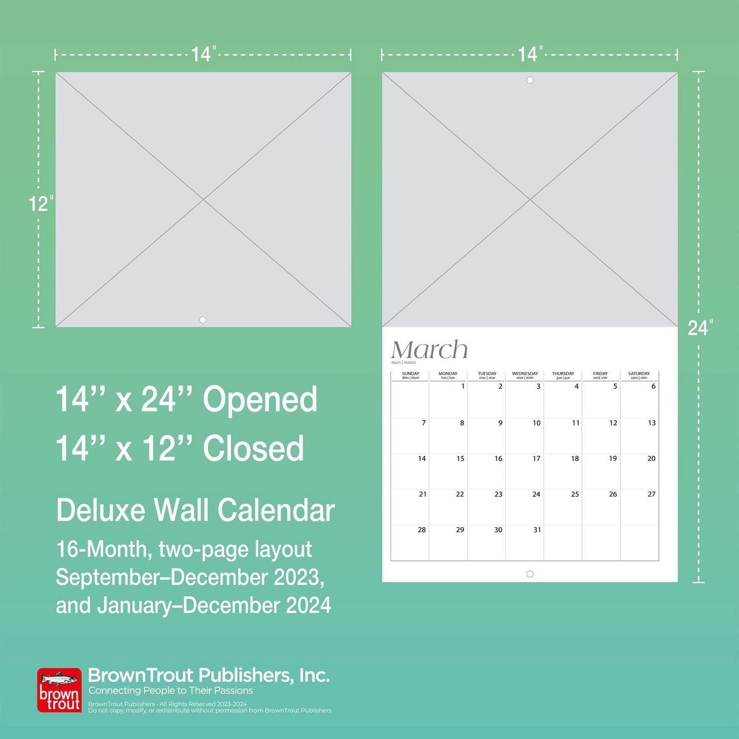 Aurore boréale du Canadian Geographic 2024 35.56x60.96 CM Mur Deluxe Calendrier, 9781525611728