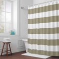 thumbnail image 5 of Brownness and White Stripe Pattern Fabric Shower Curtain Simple Style Washable Shower Curtains for Bathroom, Waterproof Bath Curtain with Hooks Home Decor 72x72in, 5 of 8